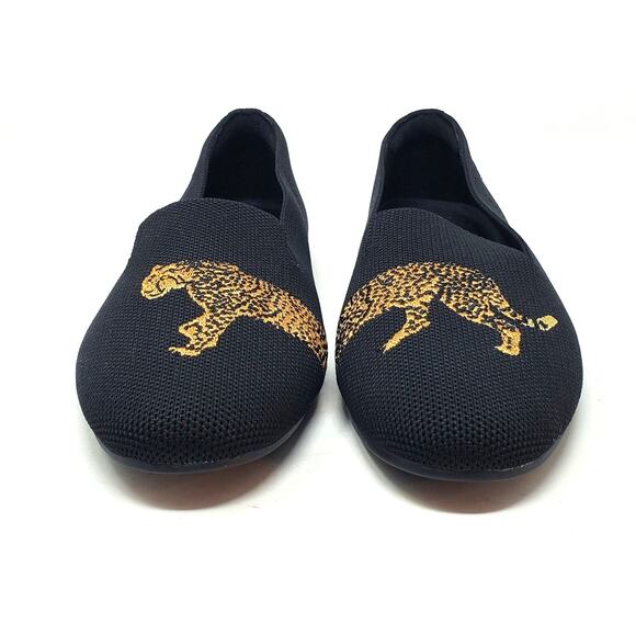 Vivaia Audrey Round Toe Embroidered Loafers Black Cheetah Embroidered Size 39 - Picture 6 of 10